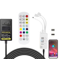 Yiliaw Wireless Bluetooth Led Controller, 24-Keys Remote, Dc 12V/36W Power Adapter, Support App/Music Sync/Pin-Sequence Adjusted, Replacement Control For Smd 5050 3528 2835 Rgb Led Strip Lights