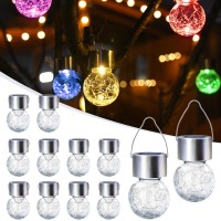 Gigalumi 12 Pack Solar Outdoor Lights, Solar Hanging Lights For Christmas Decoration-Cracked Glass Solar Lights Outdoor Waterproof For Garden, Yard, Fence, Tree(Color Changing)