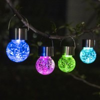 Gigalumi 12 Pack Solar Outdoor Lights, Solar Hanging Lights For Christmas Decoration-Cracked Glass Solar Lights Outdoor Waterproof For Garden, Yard, Fence, Tree(Color Changing)