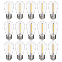 Yimilite S14 Outdoor String Light Bulbs, Shatterproof Waterproof Replacement Bulbs, 1W Equivalent To 10W, 2200K Warm White Led Light Bulbs, E26 Base 15 Pack