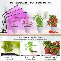 Yoyomax Led Grow Light, Full Spectrum Clip Plant Growing Lamp With Red Blue Leds For Indoor Plants, 6-Level Dimmable, Auto On Off Timing 3 6 12Hrs