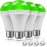 Rechargeable Light Bulbs, Lohas Emergency Green Light Bulb For Home Power Outages, 12W 1200Mah Battery Backup Light Bulb For Home, St. Patrick'S Day Decorations, Porch, Pack Of 4