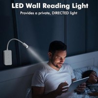 Ellasay Reading Light Wall Mounted Led Rechargeable Book Light For Reading In Bed With Usb Output Auto Off 5 Dimming 2700K 6