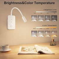 Ellasay Reading Light Wall Mounted Led Rechargeable Book Light For Reading In Bed With Usb Output Auto Off 5 Dimming 2700K 6