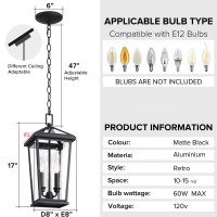 Mo&Ok Large Outdoor Pendant Light Fixtures,Height Adjustable Porch Lights,Black Hanging Lamp(Armoured Glass Lampshade),Farmhouse Exterior Chandelier For Home Entrance Front Porch Outside