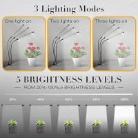 Ipower Led Grow Light 6000K Full Spectrum Clip Plant Growing Lamp With 126 White Red Leds For Indoor Plants 5Level Dimmable