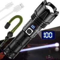 Jay-Park Led Flashlight Rechargeable 250000 Lumen, Super Bright Flashlight With Digital Power Display And Zoom, Handheld Rechargeable Flashlights High Lumens With Long Throw For Camping, Outdoor