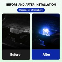 Miytsya 4 PcS USBLED car Interior Atmosphere Lamp Night Led Decoration Mini USB Light Ambient Lighting Kit charging for Interior Led Lights Ice Blue