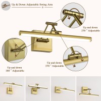 Joossnwell Modern Picture Lighting Led Picture Lights For Paintings Brass Hardwired Gallery Light Gold With Adjustable Swing Ar