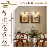 Joossnwell Modern Picture Lighting Led Picture Lights For Paintings Brass Hardwired Gallery Light Gold With Adjustable Swing Ar