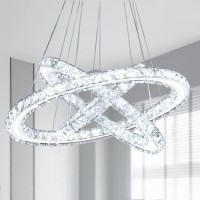 Diisunbihuo Modern Led Chandeliers Crystal Chandeliers Ceiling Light Three Rings Pendant Light With Acrylic For Bedroom Dinning Room Hallway(Cool White 30/40/50)