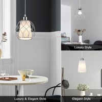 Ruzectt Plug In Pendant Light Hanging Light With Plug In Cord Silver Hanging Lamp With Dimmable Switch 15 Ft Cotton Cord Hanging