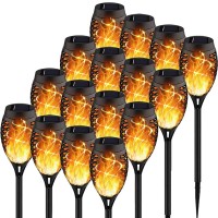 Kyekio 16Pack Solar Torches With Flickering Flame For Outdoor Decor, Outside Solar Lights For Yard, Garden Lights Solar Powered Waterproof, Outdoor Decorations For Patio Garden Yard Luces Solares Led