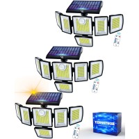 Vensstnor Solar Motion Sensor Flood Lights Outdoor - 496Leds 3500Lm 3 Lighting Modes 3 Levels Brightness, 6 Heads 360Ͽ