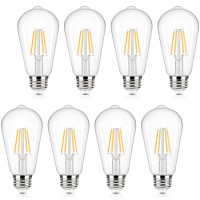 Brightever Vintage Led Edison Bulbs 60W Equivalent, 6W St58 Warm White 2700K Antique Led Filament Bulbs With E26 Medium Base, Clear Glass Style For Table Lamps, Wall Sconces, No-Dimmable 8 Packs