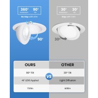 Popanu 4Inch Gimbal Led Recessed Light Recessed Led 4 Inch White Swivel Gimbal Canless Light 360 Rotation 90 Tilt 4 9W Eyeball