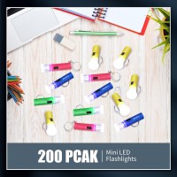 Geelin 200 Pcs Mini Flashlight Keychain 6 Colors Flashlight Small Led Torch Keyring Flashlights For Hiking Camping Party Favors