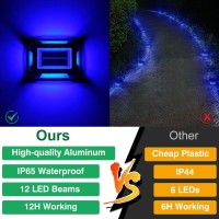 T-Sun Solar Driveway Deck Lights, Blue Driveway Lights Outdoor, 12 Pack Led Ground Driveway Light Blue Path Light For Garden Sidewalk Stair Ground Pathway