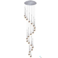 Ykolupty Adjustable 120 Long Raindrop Crystal Pendant Chandelier 16Lights Silver Staircase Chandeliers High Ceiling Chandelier