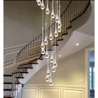 Ykolupty Adjustable 120 Long Raindrop Crystal Pendant Chandelier 16Lights Silver Staircase Chandeliers High Ceiling Chandelier