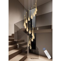 Ykolupty 120 Long Spiral Crystal Chandeliers 16Lights Gold Bubble Raindrop Crystal Pendant Chandelier Staircase Slanted Ceili