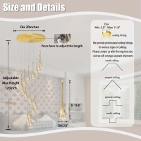 Ykolupty 120 Long Spiral Crystal Chandeliers 16Lights Gold Bubble Raindrop Crystal Pendant Chandelier Staircase Slanted Ceili