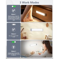 35 Led Under Cabinet Lights 2 Packs, Wireless 3 Color Motion Sensor Light Indoor, Led Closet Light 1000Mah Usb-C Rechargeable Stepless Dimmable Stick-On Night Light, Under Counter Lighting For Kitchen