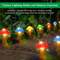 Reyeeinc Solar Garden Decor Lights Solar Powered Mushroom Outdoor Waterproof Long Lasting Mushrooms Stake Lightings With 8 Ligh