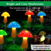 Reyeeinc Solar Garden Decor Lights Solar Powered Mushroom Outdoor Waterproof Long Lasting Mushrooms Stake Lightings With 8 Ligh