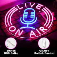 Live On Air Neon Sign Led Neon Signs Wall Decor Live On Air Neon Lights Usb Powered 128X128 Boys Room Game Room Decor Living R