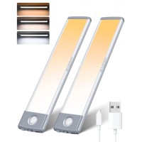 Under Cabinet Lights, 3 Color Temps 35 Led Motion Sensor Light 2 Packs Stepless Dimming Rechargeable Closet Lights Magnetic Wireless Night Lights Counter Lights For Kitchen Pantry Stair Wardrobe