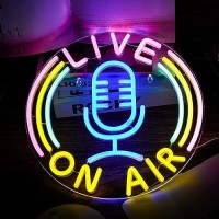 Live On Air Neon Sign Led Neon Signs Wall Decor Live On Air Neon Lights Usb Powered 128X128 Boys Room Game Room Decor Living R