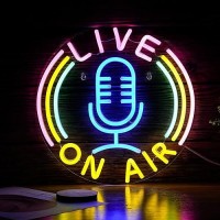 Live On Air Neon Sign Led Neon Signs Wall Decor Live On Air Neon Lights Usb Powered 128X128 Boys Room Game Room Decor Living R