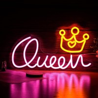 Queen Neon Sign Letter Led Neon Lights Dimmable Usb Powered 165X93Cool Wall Decorative Light Bedroom Kids Room Birthday Party