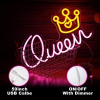 Queen Neon Sign Letter Led Neon Lights Dimmable Usb Powered 165X93Cool Wall Decorative Light Bedroom Kids Room Birthday Party