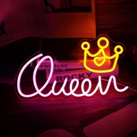 Queen Neon Sign Letter Led Neon Lights Dimmable Usb Powered 165X93Cool Wall Decorative Light Bedroom Kids Room Birthday Party