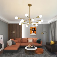 Humhold 12Light Modern Sputnik Chandelier Mid Century Gold Ceiling Chandeliers E26 Base Branch Height Adjustable Pendant Lig