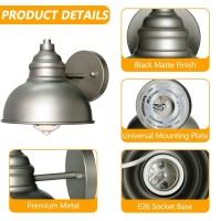 Ptrworoa 2 Pack Outdoor Wall Lights With Silver Finish And E26 Socket Base, Farmhouse Barn Lights, Exquisite Wall Sconces For Indoor And Outdoor