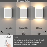 Ilucezzo Led Wall Lights Outdoor Wall Sconces Dimmable 15.5W, Ip65 Waterproof Porch Lights Up And Down Modern Wall Lamps, Patio Wall Light Fixture, 3000K 120-277V Cri 90+ (White)