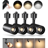 Vanoopee 3-Color Zoomable Led Track Lighting Heads H Type Track Light Heads Bright Spotlight Fixtures For Kitchen, 3000K 4000K 5000K Adjustable, 15-55, Flicker Free Cri90+ 10W Black - 4 Pack