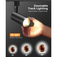 Vanoopee 3-Color Zoomable Led Track Lighting Heads H Type Track Light Heads Bright Spotlight Fixtures For Kitchen, 3000K 4000K 5000K Adjustable, 15-55, Flicker Free Cri90+ 10W Black - 4 Pack