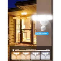 Brightown Flood Lights Outdoor With Remote, 40W 4500Lm Dusk To Dawn Motion Sensor Security Lights 3 Mode Adjustable, 3000K-6500K White Warm Color Adjustment, Ip65 Waterproof Outdoor Lights For Garage