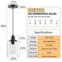 Industrial Pendant Lights, Modern Clear Glass Shade Pendant Lighting, Black Pendant Light Fixtures Ceiling Light, Farmhouse Pendant Lighting For Kitchen Island Hallway Porch Corridor Bedroom, 3-Pack