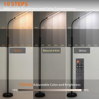 Xxean Led Floor Lamp With Remote Touch Control Dimmable 15W Pole Lamps For Living Room 70 Adjustable Height Standing Reading L