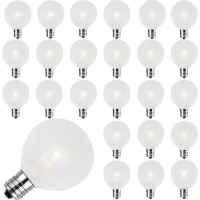 Abeja G40 Led Frosted Light Bulbs, 0.6W Shatterproof Plastic Led Bulbs, Frosted Globe Light Bulbs Fits C7/E12 Candelabra Base, For Outdoor String Lights Bulbs Replacement, 25 Pack