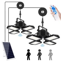 Jofios Solar Pendant Lights Outdoor Indoor,Dual Head Solar Shed Lights Indoor With Motion Sensor With Remote,120