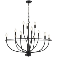 Fookchak Black Foyer Chandelier 12 Light Hallway Chandelier For Entryway High Ceiling Staircase Chandelier 36In Light Fixture Ch