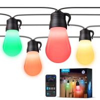 Govee Smart Outdoor String Lights With 8 Dimmable Rgbic Led Bulbs, 24Ft Ip65 Waterproof Shatterproof Halloween Decorations, Color Changing Warm White Lights With 47 Scene Modes For Christmas, Party