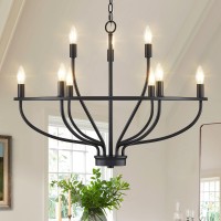 Fookchak 9Light Black Chandelier Light Fixture Classic Candle Chandelier Lighting Over Table For Dining Room Living Room Bedroo