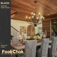 Fookchak 9Light Black Chandelier Light Fixture Classic Candle Chandelier Lighting Over Table For Dining Room Living Room Bedroo